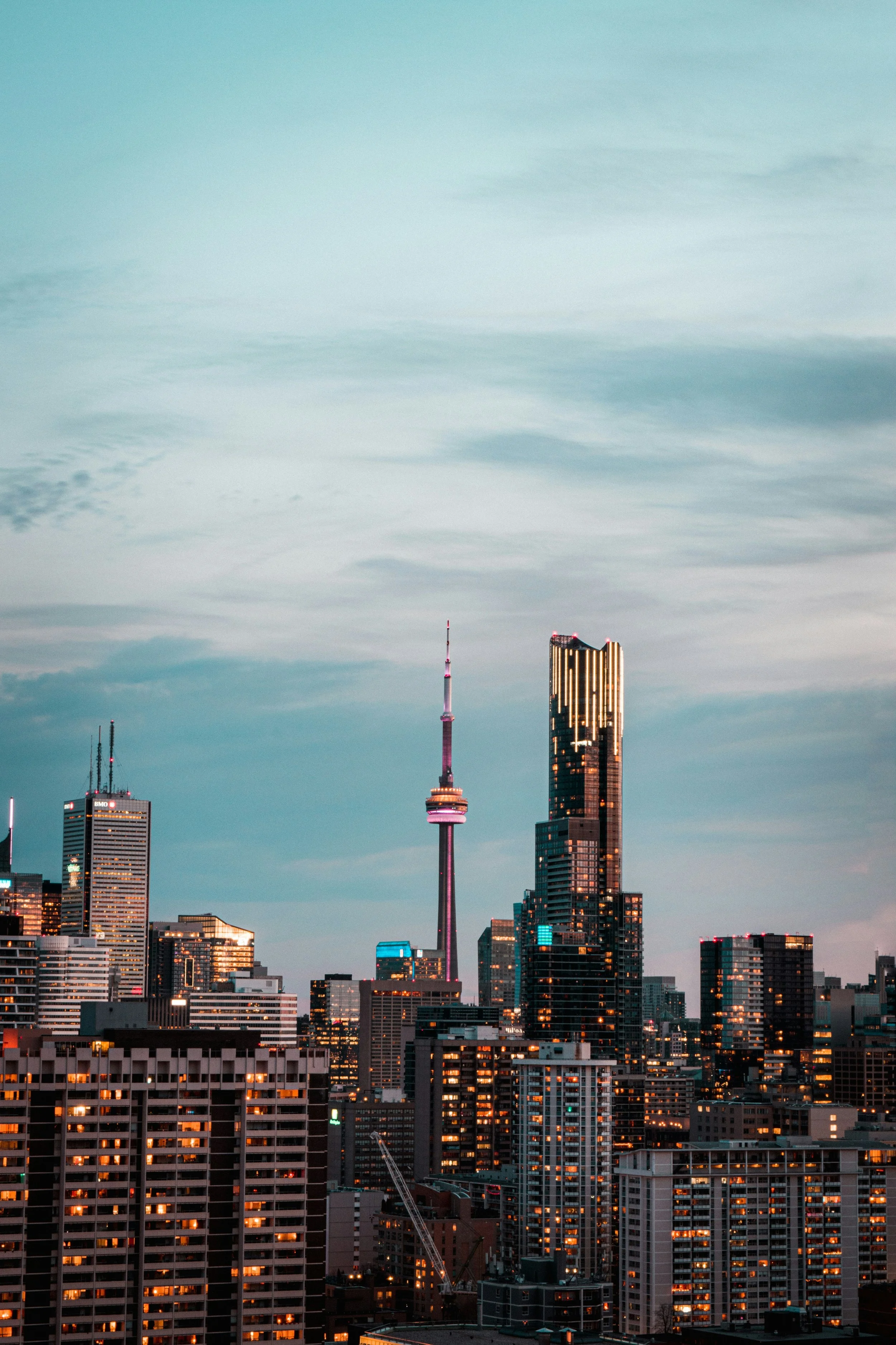 A city skyline within a familiar urban environment